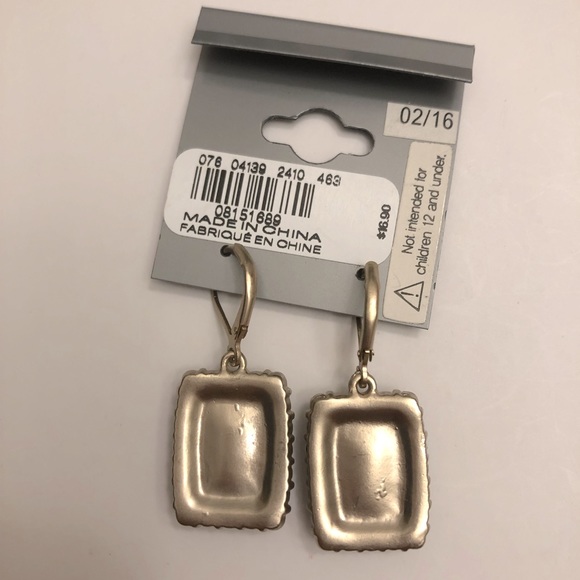 Express Earrings Opaque Aqua Dangles w/Pale Rhinestones New with Tags - Picture 3 of 4